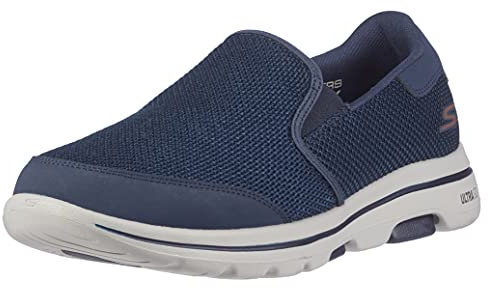 Skechers Gowalk 5-Elastic Stretch Athletic Slip-on Casual Loafer Walking Shoe, Zapatillas Hombre, Blue Navy Textile Synthetic White Trim Nvy, 43 EU X-Ancho