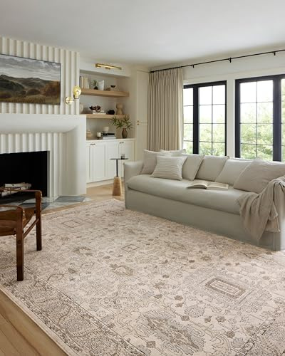 Loloi Teagan Collection TEA-03 Ivory/Sand 7'-11 x 10'-6 Area Rug, Large, Soft Neutral Rug, High-Traffic for Living Room, Bedroom, Home Office, Dining Area