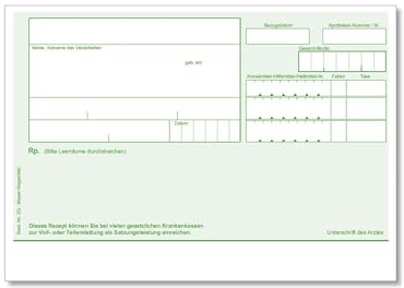Meyer-Wagenfeld | Rezeptblock grün | Privatrezepte für Arzt und Heilpraktiker | 1000 Blatt | DIN A6 Querformat | ungeblockt
