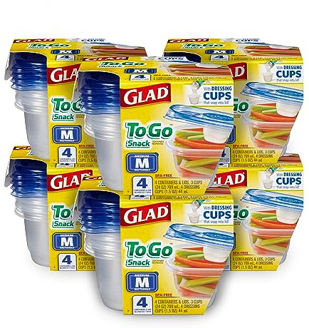 Glad Food Storage Containers, 4 Count (Pack of 6), Standard, 6