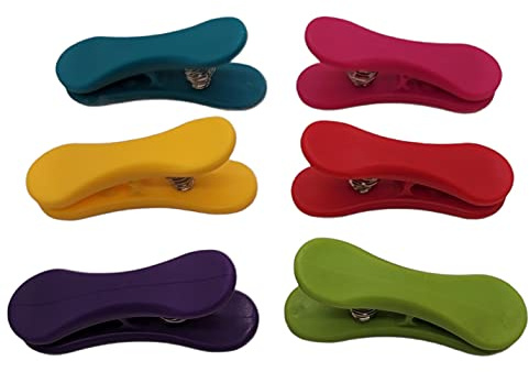 Handy Housewares 6-Piece Colorful Snack Bag Clips Set - Multi-Purpose for Chips, Craft Bags, and More