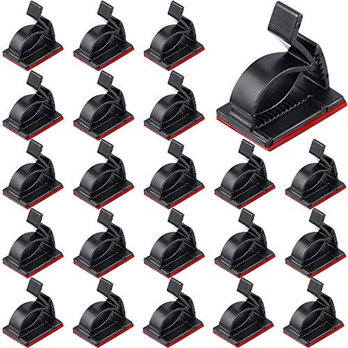 120 Pieces Outdoor Cable Clips Adhesive Wire Holder Organizer Cord Management Clips Sticky Cord Holder Cable Hooks Organizers for Christmas Fairy Hanging Light Home Decoration(Large,Black)