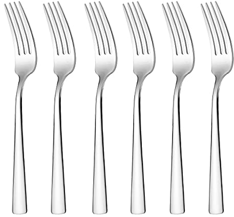 Zavjyet Dinner Forks Set of 6, Stainless Steel Table Forks, Mirror Finish, Dishwasher Safe, 8-inch
