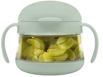 Ubbi Tweat No Spill Snack Container for Kids, BPA-Free, On The Go No Mess Snacks, Must Have Toddler Travel Accessories, Toddler Snack Container With Handles, Sage Green