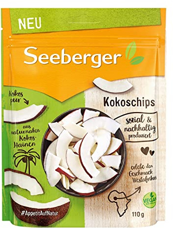Seeberger Kokoschips, Knusprige Kokosstreifen aus Westafrika (12 x 110 g)