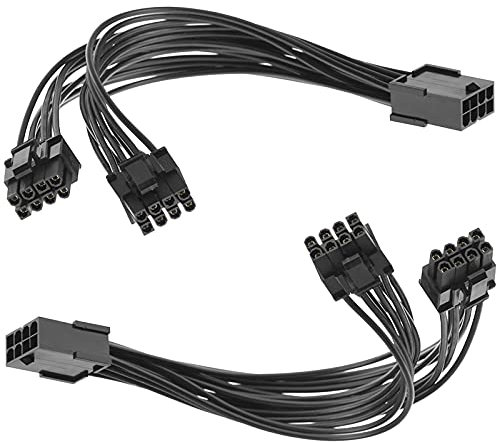 2Pcs Sleeved 8 Pin to Dual 8 Standard Pcie Gpu Power Cable Splitter Adapter 8 Pin Female to Dual 8 Pin (6+2) Male8 and 6 Pin to 8 Pin Braided Pcie Cable(Lklyonewy)