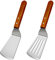 KLAQQED 2Pcs Metal Spatulas Set, Metal Spatula for Cast Iron Skillet, Cooking Utensils Fish Egg Grill Spatula Stainless Steel Slotted Spatula, Wok Flat Top Small Metal Spatula Turner with Wood Handle