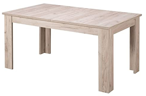 Homestyle4u 2185, Esstisch ausziehbar Holz Tisch Esszimmertisch Holztisch Küchentisch Eiche Grau 160 x 90 cm
