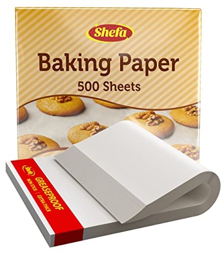 SHEFA 500 Pcs Premium Quality Square Baking Paper Sheets Grease Proof Parchment Paper Bake Cake precut Ready Cut for Oven Tray Value Pack