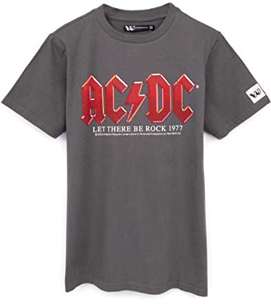 AC/DC T-Shirt Kinder Mädchen Jungen Let There Be Rock Charcoal Album Band Top 9-10 Jahre