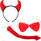 Xinnun 3 Stück Teufelshörner Kostüm Set Teufelshörner Haarreif Teufelsschwanz und Teufel Fliege Halloween Cosplay Accessoires für Karneval Party Verkleidung