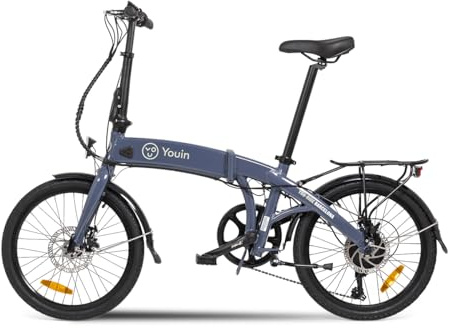 Youin Barcelona – Elektrofahrrad faltbar – Motor 250 W – Geschwindigkeit 25 km/h – Laufzeit 45 km – Scheibenbremsen – Akku 36 V 9,6 Ah – Räder 20