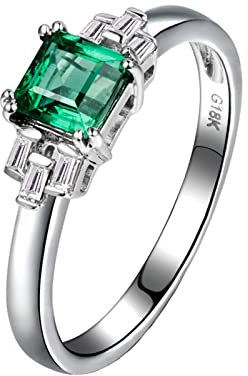 ANAZOZ Ring 750 Echt Gold Damen, Smaragd Ringe 0,64 Karat Ring Geburtsstein Mai Trauringe Damen Personalisierte