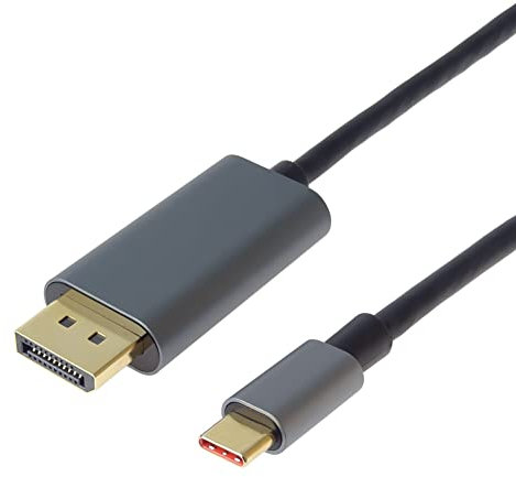 PremiumCord Cable USB-C a DisplayPort 1.4, resolución hasta UHD 8K @60Hz, 4K @120Hz y Full HD 1080p, macho a macho, HDCP 2.2, aluminio, color: gris metálico, longitud: 2 m