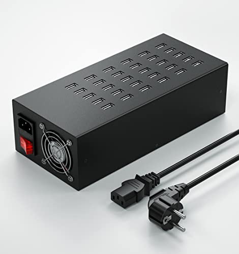 Station de Charge USB, Skazeke 30Ports 300W/60A concentrateur de Charge de Bureau,Sortie de Protection Multiple 5V/2A,Charge pour appareils Apple, Smartphones