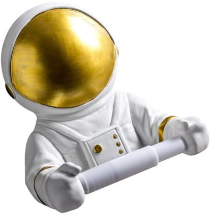 Dekorativer Toilettenpapierhalter Astronaut Gold aus Kunstharz