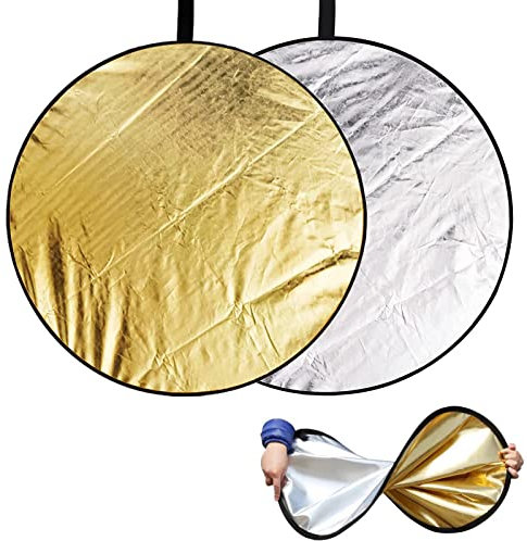 Ylinwtech 2-in-1 Reflektor Fotografie Set, 11,8 Zoll / 30 cm Licht Reflektor Licht Diffusor, Silber, Gold für Fotografie, Fotostudio, Beleuchtung Außenbeleuchtung