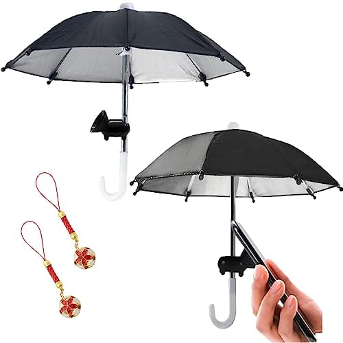 BOSOIRSOU 2 pcs Phone Umbrellas, Umbrella for Phone with Suction Cup Stand Phone Holder for Sun Shad Outdoor Phone Sun Blocker Phone Shade Cover Car Navigation Sun Shade Visor