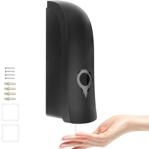 300ml Dispenser di Sapone Manuale Singola Testa, Supporto per Shampoo Liquido ABS Ricaricabile Dispenser Sapone per montaggio a parete,sapone da bagno,gel doccia Per Cucina Bagno Ufficio Hotel-Nero