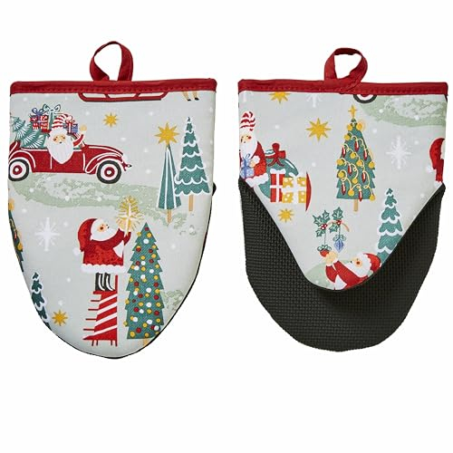 Ulster Weavers - Christmas Oven Mitts (18 x 14.5cm) - Mini Oven Gloves with Santa Claus - 100% Cotton - Santa Oven Gloves Heat Resistant - Christmas Kitchen Decorations - Oven Mitts Heat Resistant