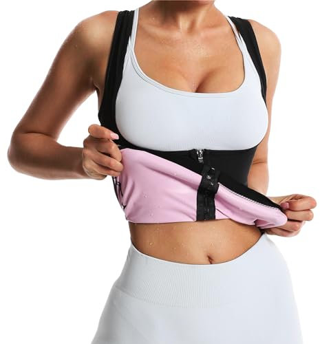 Vigorix Chaleco de sauna para mujer, pérdida de peso, entrenador de cintura, chaleco de sudor para mujer, moldeador de cuerpo con cremallera, NEGRO, S