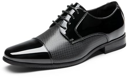 Bruno Marc Men's Lace Up Shoes,Black-Pat,8
