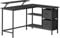 VASAGLE L-Shaped Desk with 2 Spacious Drawers, Gaming Desk with Monitor Stand, Corner Desk, Computer Desk with Adjustable Storage Shelf, for Home Office, Ebony Black LWD098B56