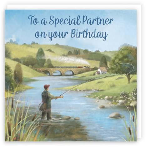 Hunts England - Partner Fliegenfischen Spaß Geburtstagskarte - Milo's Gallery - Sport Geburtstagskarte für Partner - Geburtstagskarte für Fliegenfischen Fan Partner
