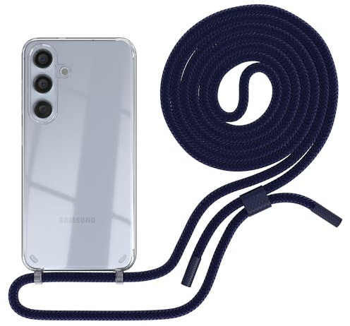 EAZY CASE - Handykette kompatibel mit Galaxy S24 - dünne Handyhülle für Galaxy S24 Hülle mit Band als Fallschutz Kette zum Umhängen transparente Hülle Silikon in Nacht Blau