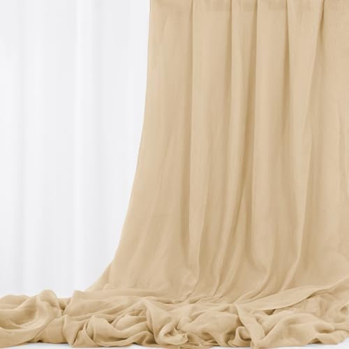 Beige Käsetuch Dekostoff für Tischläufer Hochzeitsbogen Querbehang, Weich Dünn Drapierungsstoff DIY Käsetuchstoff für Stuhlschärpe Servietten Hochzeitsdekoration - 9,2 m x 90 cm