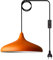 bamyum Champion Hängelampe Orange mit Stecker 35 cm, Pendelleuchte mit Stecker, Hängeleuchte Metall mit 450 cm Kabel Schalter EU Stecker, Steckdosenlampe, Küchenlampe Orange, Hängelampe Orange