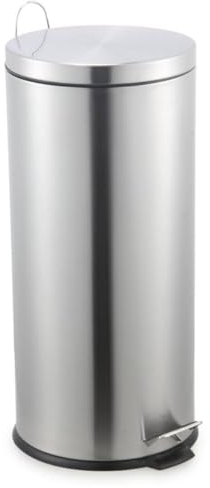 ROCKING GIFTS Papelera 30L de Acero Inoxidable Plateado, Cubo Basura Reciclaje Extraíble con Pedal y Tapa, para Cocina, 65 cm
