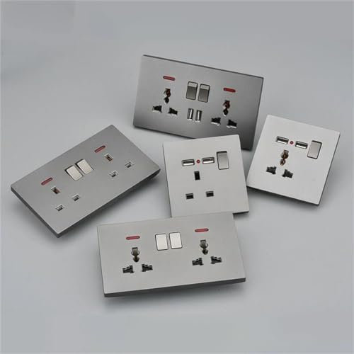 Enchufe Dual De Pared Universal Del Zócalo Del Interruptor Eléctrico Estándar 13A Con El Zócalo Integrado De La Pared Del Puerto USB telephone socket 100-240V#UK