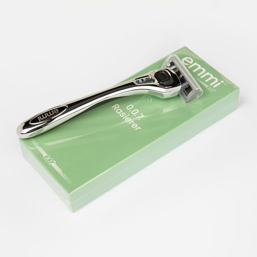emmi-dent 0.0.7. Rasierer - Nassrasierer + 1 Rasierklinge mit 7-fach Klinge | Körperrasierer Herren | Ergonomisches Design