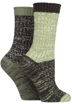 SockShop Ladies Velvet Soft Chunky Rib Boot Socks Pack of 2 Size 4-8 For Walking, Hiking & Outdoors (UK, Numeric, 4, 8, Regular, Regular, Light Pine)