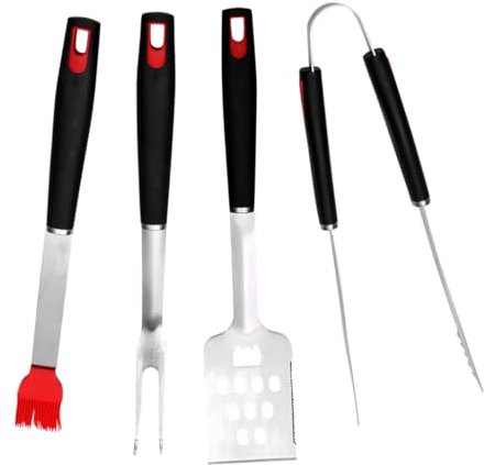 FUNOMOCYA Juego De Herramientas Esenciales para Exteriores Utensilios para Barbacoa De Acero Inoxidable Tenedor Pala Pinza Cepillo