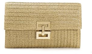 PORRASSO Bolso Clutch Paja Mujer Bolsa de Playa Paja Embrague Bolso Tejido para Verano Boda Viaje Vacaciones Albaricoque