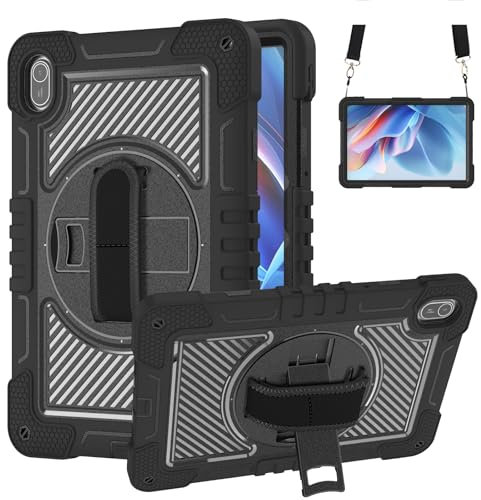 Custodia protettiva antiurto per Huawei Matepad SE 11 2024, resistente e antiurto, con supporto rotante, tracolla per Huawei MatePad SE 11 rilasciato 2024 (nero)