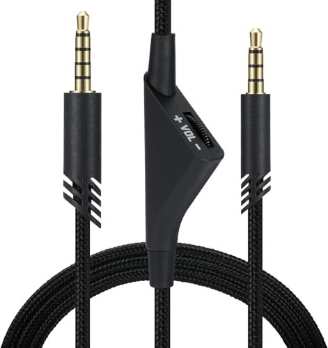 Replacement Cable for Astro A40 A40TR A10 Gaming Headphones, Aux Braided Wire Cord Compatible with Xbox-One PC Ps4 etc with Volume Control 6.5 Feet 2.0 M (Black)
