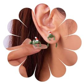 Inateannal Frosch Ohr Jacke Ohrringe Grün Frosch Baumeln Ohrringe Weihnachten Hut Frosch Ohrringe Petite Tier Ohrringe Aussage Weihnachten Partei Ohrringe Schmuck Für Frauen