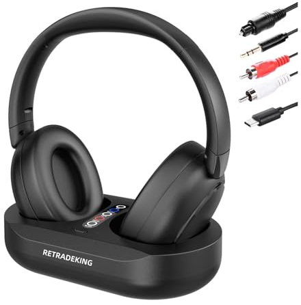 Wireless TV Headphones, Wireless Headphone for TV Watching with Transmitter Charging Dock, Plug and Play Over Ear TV Headphone for Seniors, 50Hrs Bluetooth Headset, No Audio Delay, Compatible All TVs