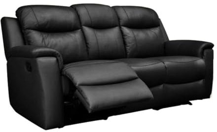 Vente-unique-Relaxsofa Leder 3-Sitzer - Schwarz - Evasion