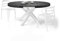 Table ronde extensible moderne avec plateau effet béton et base noire avec pieds croisés blancs - Fabriquée en Italie
