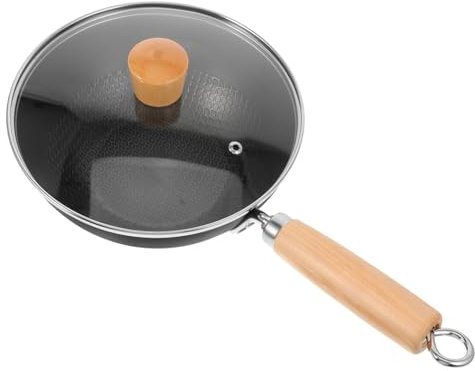 MOTHNUR Flat Bottom Wok Non Stick Frying Pan Glass Lid Style Small Frying Pan Cookware Accessories Stove Wok Kitchen Supply Kitchen Cookware