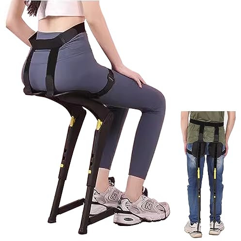 Tragbarer Klapphocker, rückenfreier Stuhl mit tragbaren Beinen, ergonomischer, Leichter Sitz, 3 einstellbare Höhen, Tragkraft bis 100 kg (Wearable Chair Bearing)