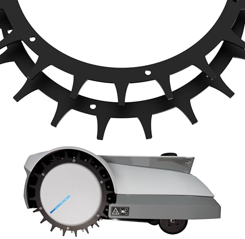 ROBO CLAWS Spikes für ECOVACS GOAT G, O und A Serie – Premium Black Line – Schwarz beschichtet – Edelstahl – Gesenkte Torx-Schrauben – Ø 235 mm – Traktionshilfe Rasenroboter – Komplettset (Schwarz)