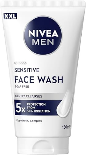 NIVEA MEN Hydrocare Sensitive XXL - Gel Limpiador Facial para Hombre - Limpieza Facial Suave - Vitamina E, Camomila y Provitamina B5-5x Protección Anti Irritación - Piel Sensible - 150 ml