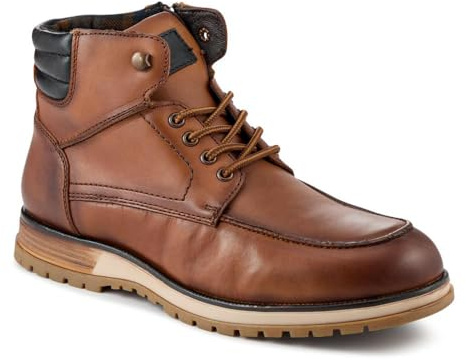 Pavers Wide Fit Leather Boots With Padded Ankle Cuff - Tan Size 7