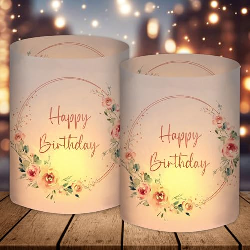 12 Windlicht Tischdeko Geburtstag, Happy Birthday Deko, Geburtstagsdeko Frauen Mädchen, Deko Geburtstag Mädchen, Tischdekoration, Tisch Birthday Decorations, Geeignet für Teelichter