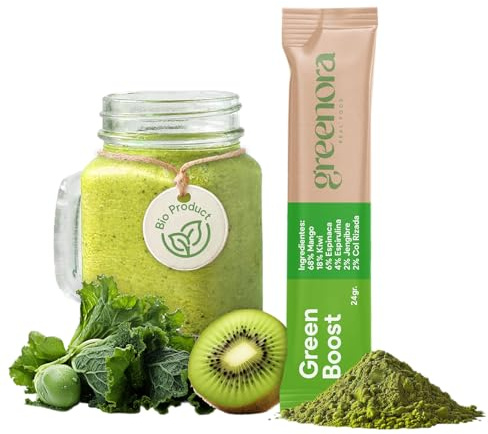GREENORA Smoothie Poudre Fraise Pomme Gingembre Mangue Betterave Spirulinei. Fruits et Légumes Lyophilisés 100% Naturels. Superaliments. 10 un..
